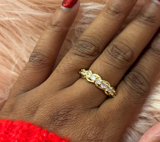 Brass Chain Ring with CZ