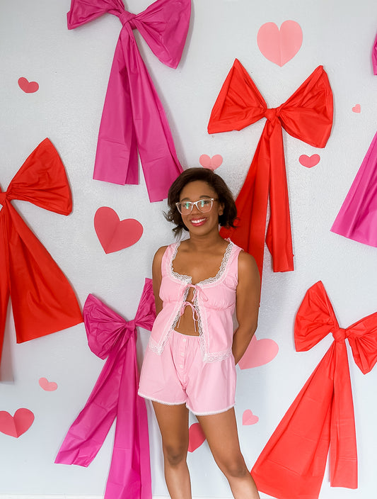 Maisie Pink Tie Lounge Top