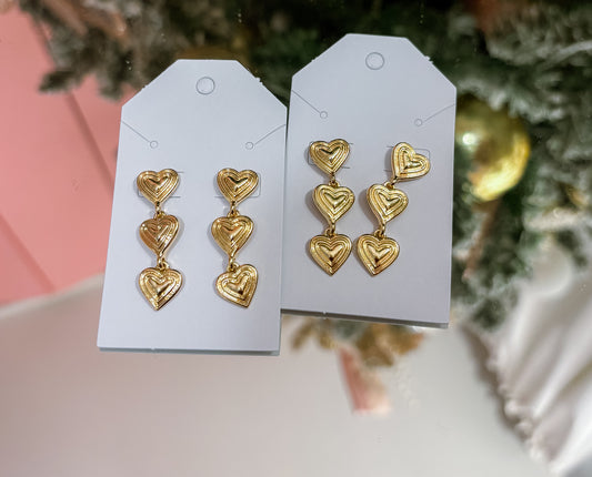 Triple Heart Dangle Earring