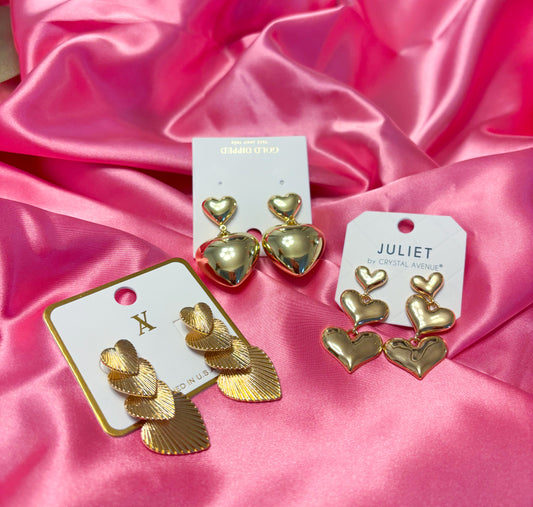 Gold dipped solid heart earrings