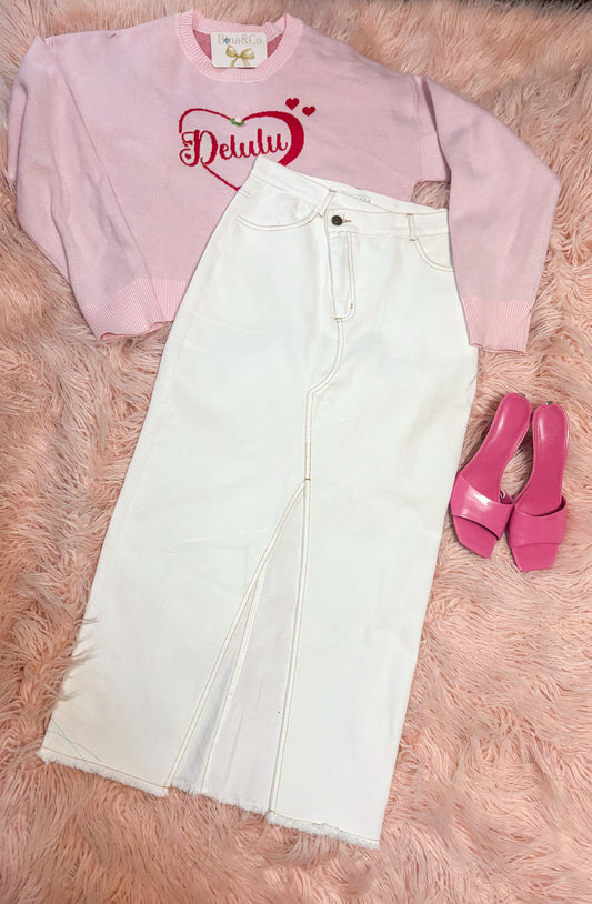 Abigail White Denim Skirt