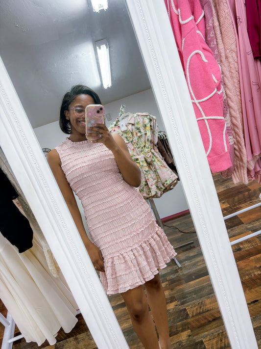 Marie Ruched Ruffle Dress