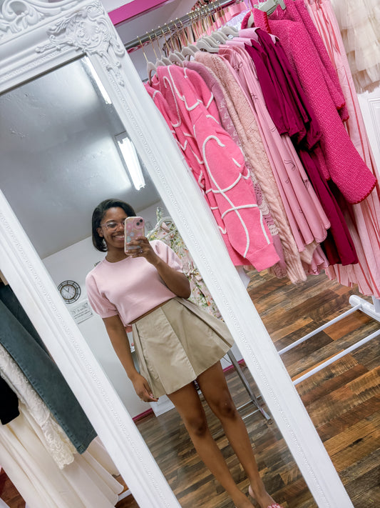 Etta Pink Puff Sleeve Sweater