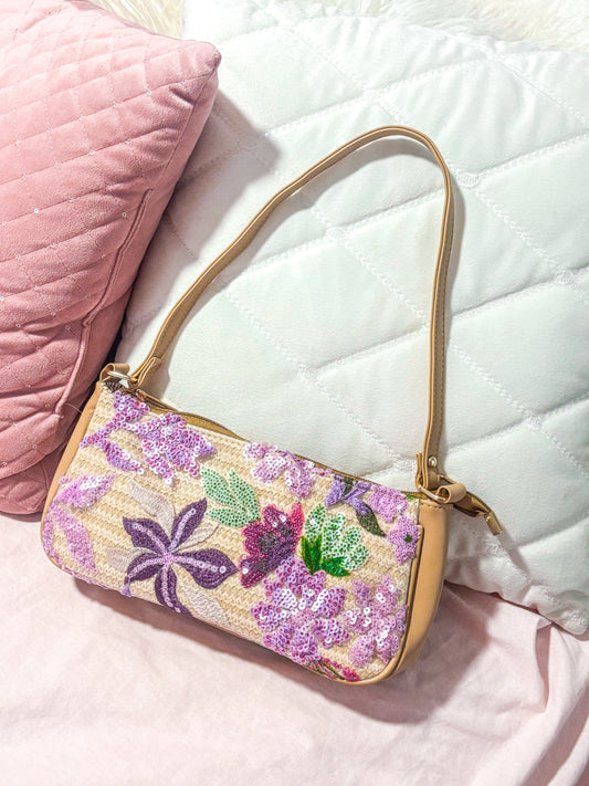Sequin floral handbag