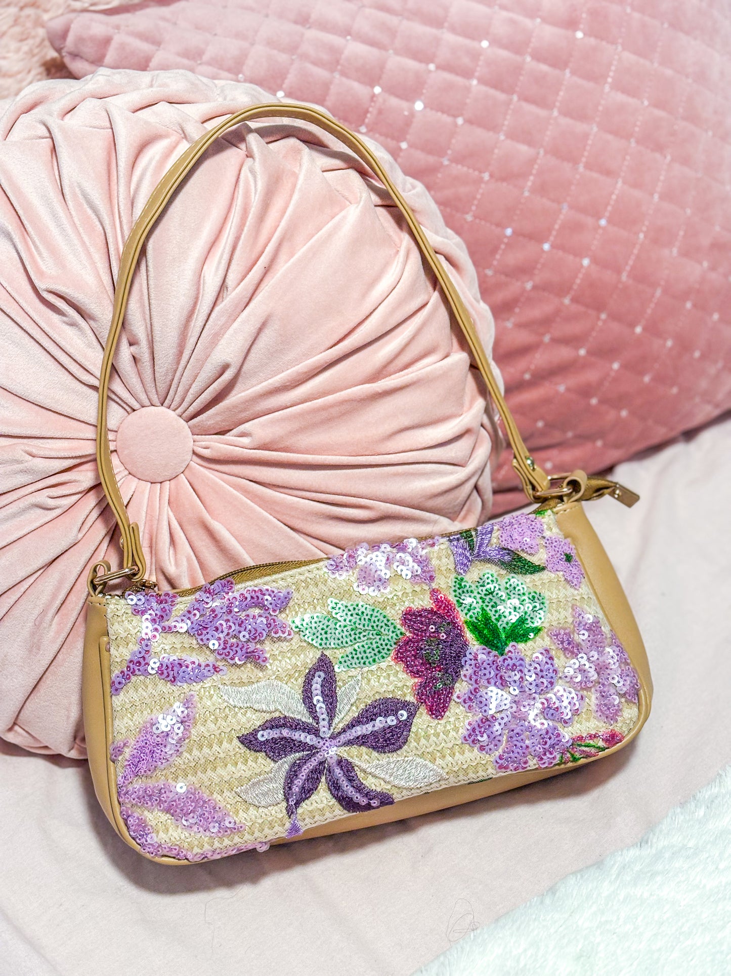 Sequin floral handbag
