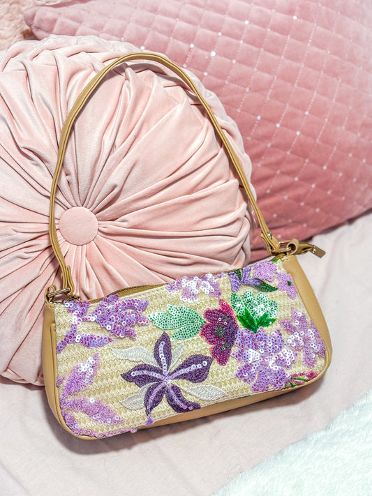 Sequin floral handbag
