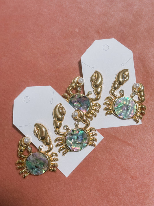 Crab drop earrings