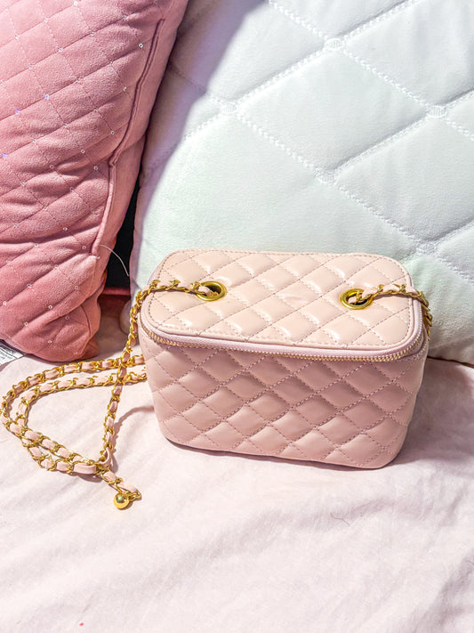 Pink quilted purse