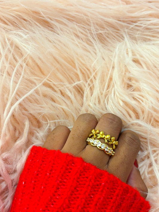 Brass Chain Ring with CZ
