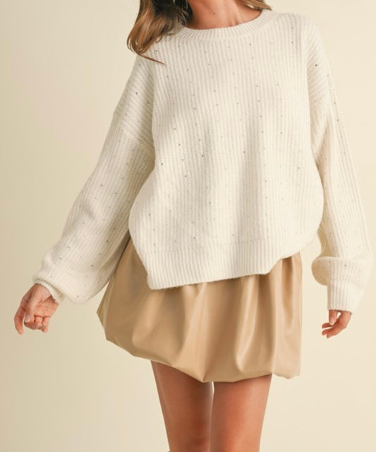 Aspyn Ivory Rhinestone Sweater