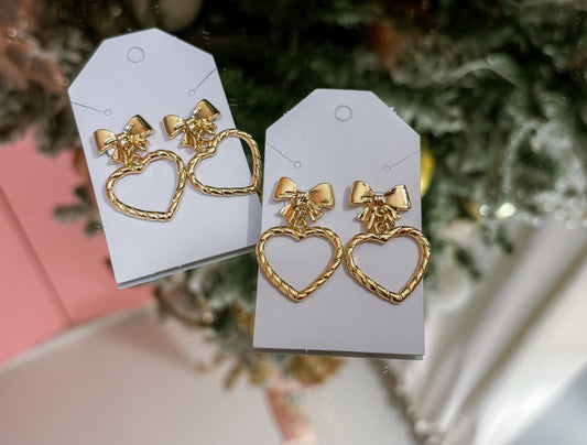 Bow&Heart Dangle Earrings