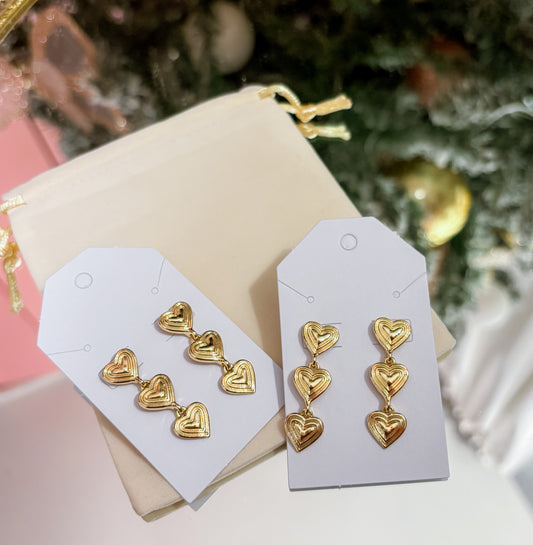 Triple Heart Dangle Earring