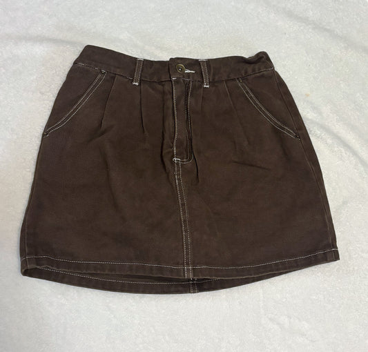 Clara Twill Brown Mini Skort
