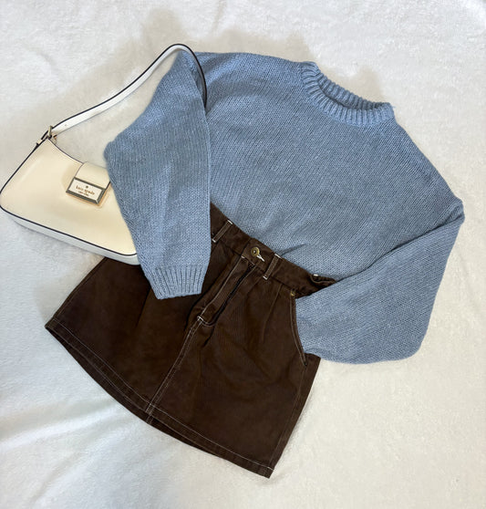 Clara Twill Brown Mini Skort