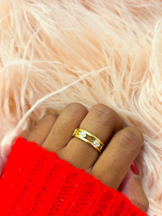 Brass Triple Flower Ring