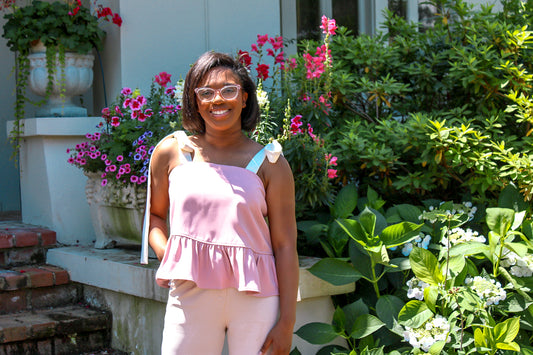 Lucy Pink Ruffle Tie Top