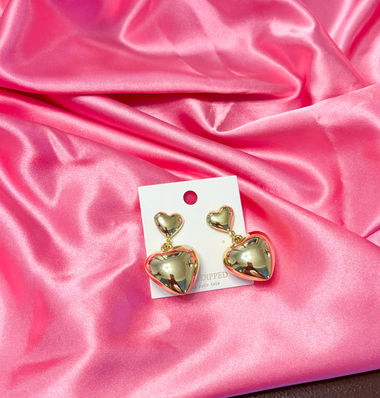 Gold dipped solid heart earrings