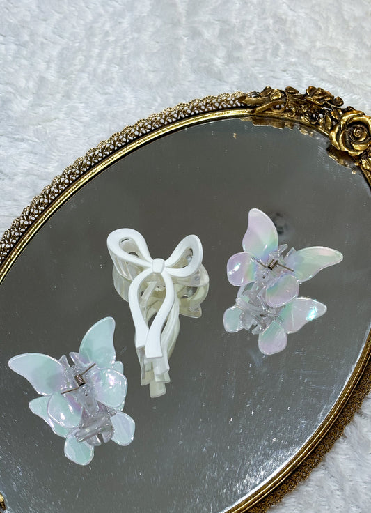 Iridescent Butterfly Hair Claw Clips