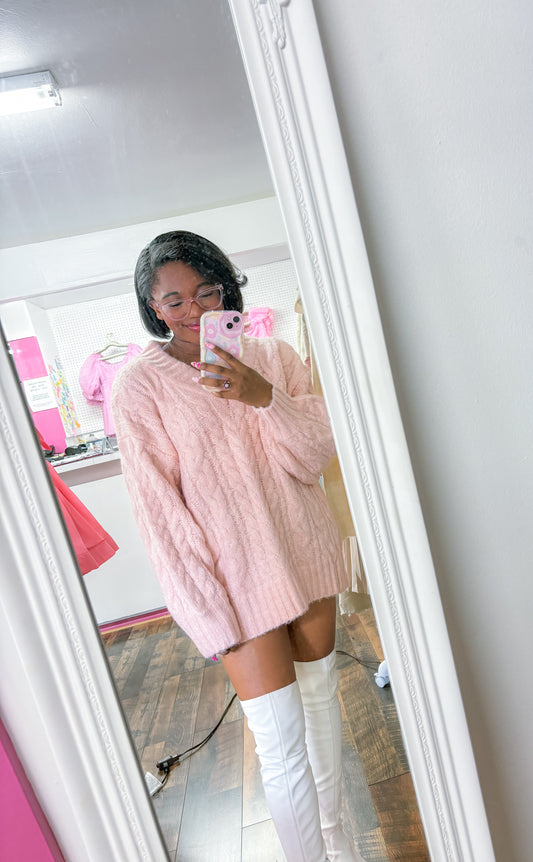 Adalyn Pink Oversized Sweater