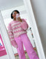 Esme Pink and Ivory wavy stripes Sweater